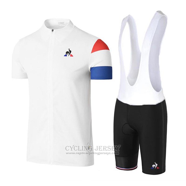 2017 Cycling Jersey Coq Sportif Tour de France White Short Sleeve and Bib Short